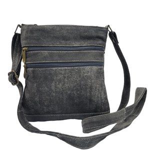 Genuine Leather Crossbody bag. Handcrafted. Gray. Trip bag